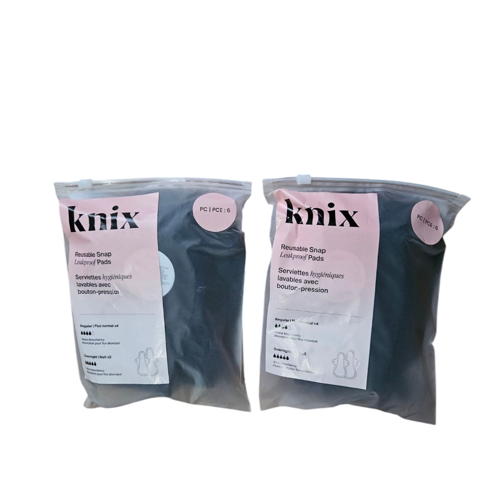 Bundle of 2 Knix NEW packs‎ of 6 reusable snap leakproof pads
